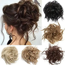 Load image into Gallery viewer, tousled wavy hairpiece bun scrunchie hair wrap
