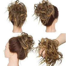 Load image into Gallery viewer, tousled wavy hairpiece bun scrunchie hair wrap
