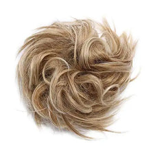 Load image into Gallery viewer, tousled wavy hairpiece bun scrunchie hair wrap 2 piece tousled (45g) / snady brown to bleach blonde
