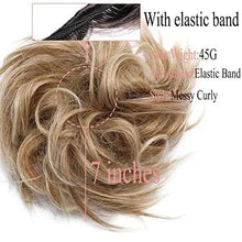 Load image into Gallery viewer, tousled wavy hairpiece bun scrunchie hair wrap
