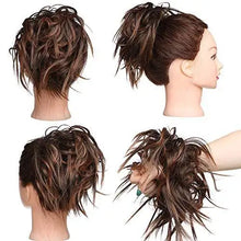 Load image into Gallery viewer, tousled wavy hairpiece bun scrunchie hair wrap
