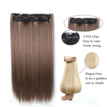 Load image into Gallery viewer, two-tone 24 inch long straight heat friendly clip in hair extension
