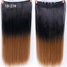 Load image into Gallery viewer, two-tone 24 inch long straight heat friendly clip in hair extension 1b-27 / 24inches
