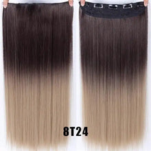 Load image into Gallery viewer, two-tone 24 inch long straight heat friendly clip in hair extension 8t24 / 24inches

