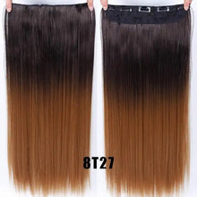 Load image into Gallery viewer, two-tone 24 inch long straight heat friendly clip in hair extension 8t27 / 24inches
