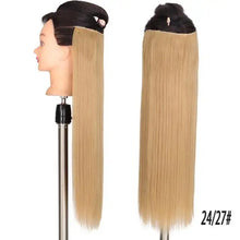 Load image into Gallery viewer, two-tone 24 inch long straight heat friendly clip in hair extension
