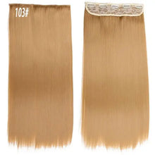 Load image into Gallery viewer, two-tone 24 inch long straight heat friendly clip in hair extension
