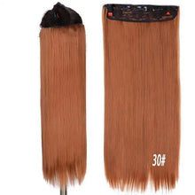 Load image into Gallery viewer, two-tone 24 inch long straight heat friendly clip in hair extension
