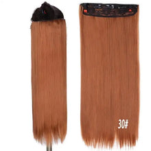 Load image into Gallery viewer, two-tone 24 inch long straight heat friendly clip in hair extension
