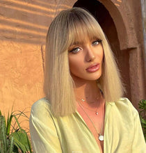Load image into Gallery viewer, Medium Length Blonde Wig with Bangs Wig Store
