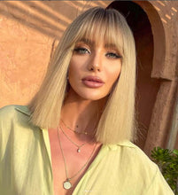 Load image into Gallery viewer, Medium Length Blonde Wig with Bangs Wig Store
