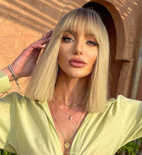 Load image into Gallery viewer, Medium Length Blonde Wig with Bangs Wig Store
