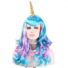 Load image into Gallery viewer, unicorn rainbow cosplay anime wig muli color / 20inches
