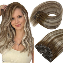 Load image into Gallery viewer, Double Wefted Clip In Hair Extension Human Hair  105g -7pcs Wig Store
