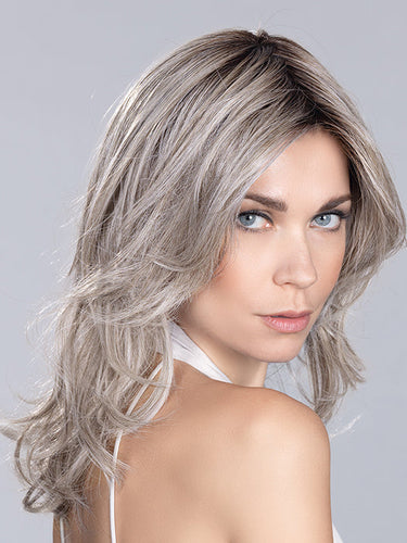 VOICE by ELLEN WILLE in STONE GREY ROOTED 58.51.56 | Grey with Black/Dark Brown and Lightest Blonde Blend