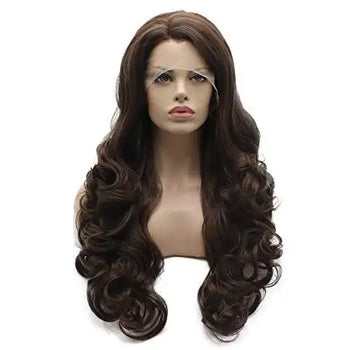 wavy ash brown hand tied heat resistant lace front wig default title