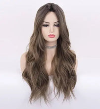 Load image into Gallery viewer, wavy long synthetic wig with center part
