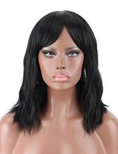 Load image into Gallery viewer, wavy mid length heat resistant wavy wig with bangs
