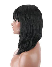 Load image into Gallery viewer, wavy mid length heat resistant wavy wig with bangs
