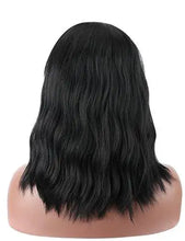 Load image into Gallery viewer, wavy mid length heat resistant wavy wig with bangs
