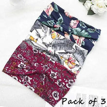 Load image into Gallery viewer, wide boho bandeau stretch headbands 3 pack gorgeous
