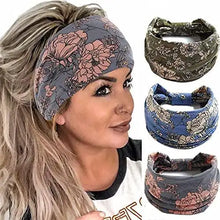 Load image into Gallery viewer, wide boho bandeau stretch headbands 3 pack

