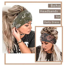 Load image into Gallery viewer, wide boho bandeau stretch headbands 3 pack
