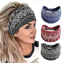 Load image into Gallery viewer, wide boho bandeau stretch headbands 3 pack
