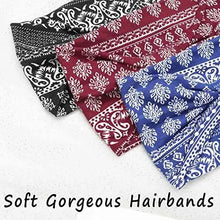 Load image into Gallery viewer, wide boho bandeau stretch headbands 3 pack
