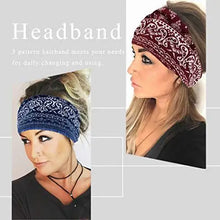 Load image into Gallery viewer, wide boho bandeau stretch headbands 3 pack
