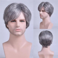 Load image into Gallery viewer, zack thomas heat friendly fibre mens wig silver grey / 10inches
