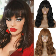Load image into Gallery viewer, zuria medium wavy synthetic wig with bangs

