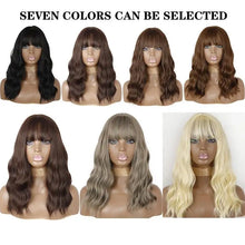Load image into Gallery viewer, zuria medium wavy synthetic wig with bangs
