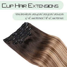 Load image into Gallery viewer, Balayage Clip in Human Hair Extensions 6 Pcs 100 Gram Wig Store
