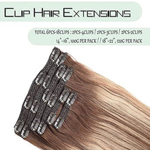 Load image into Gallery viewer, Balayage Clip in Human Hair Extensions 6 Pcs 100 Gram Wig Store
