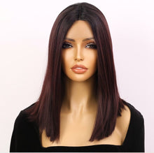 Load image into Gallery viewer, Black and Burgundy Coloured Synthetic HD Lace Front Wig Wig Store
