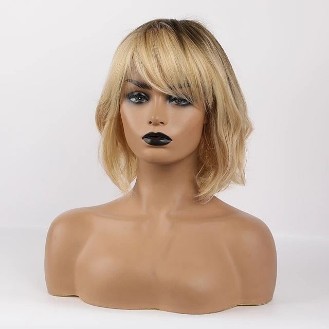 Blended Remy Hair Bob Wig with Bangs Wig Store
