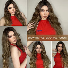 Load image into Gallery viewer, Dark Brown Roots to Blonde Middle Part Wigs Heat Resistant Wig Wig Store
