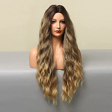 Load image into Gallery viewer, Dark Brown Roots to Blonde Middle Part Wigs Heat Resistant Wig Wig Store

