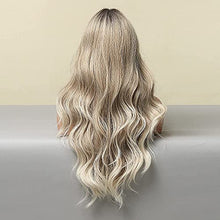 Load image into Gallery viewer, Extra Long 26 inch Wavy Ombre Blonde Wig with Dark Roots and Middle Part Wig Store

