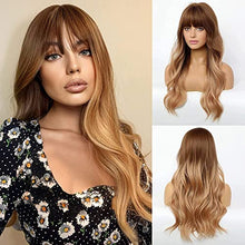Load image into Gallery viewer, Full Bang Ombre Two Tone Wig with Waves Wig Store
