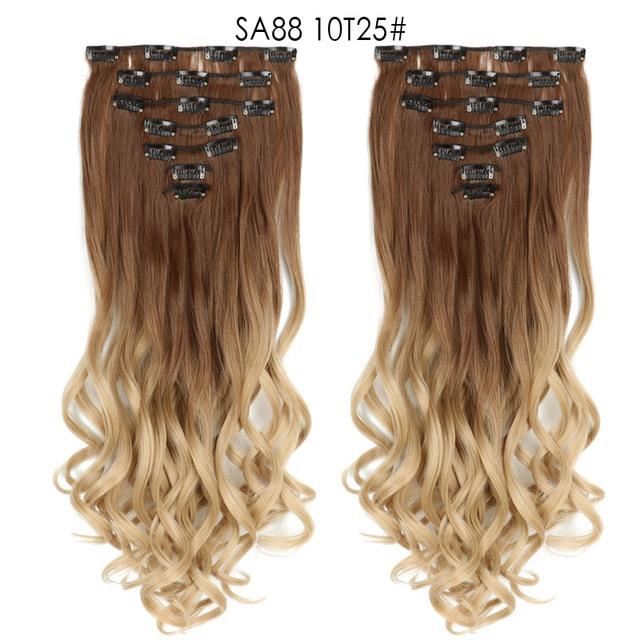 Clip-on Hair Extensions 6pc Set Wig Store