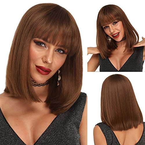 Heat Resistant Synthetic Bob Wig with Bangs Wig Store