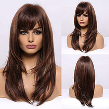 Load image into Gallery viewer, Highlighted Brown Wig with Bangs Wig Store

