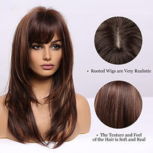 Load image into Gallery viewer, Highlighted Brown Wig with Bangs Wig Store
