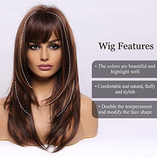 Load image into Gallery viewer, Highlighted Brown Wig with Bangs Wig Store
