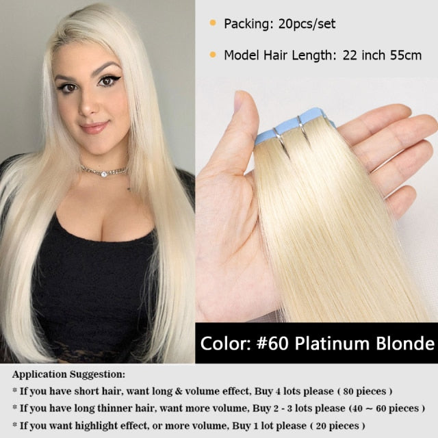 Invisible Skin Weft Tape in Human Hair Extensions Wig Store
