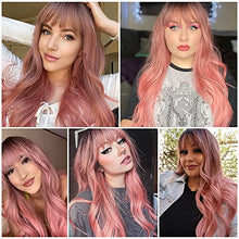 Load image into Gallery viewer, Long Wavy Ombre Pink wig with Bangs Wig Store
