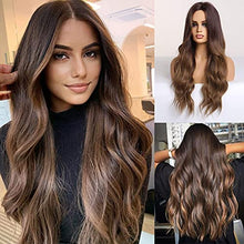 Load image into Gallery viewer, Middle Parting 26 inch Long Ombre Brown Hair Wig Wig Store
