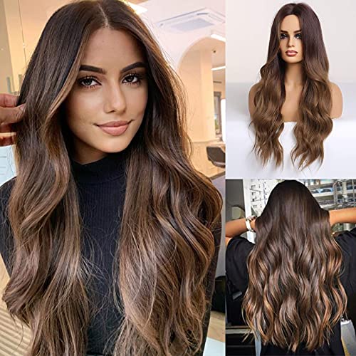 Middle Parting 26 inch Long Ombre Brown Hair Wig Wig Store